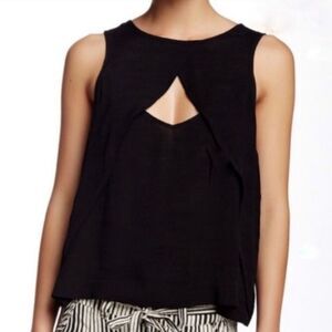 Women's Free People Black Sleeveless Cutout Tulip Keyhole Neckline Shirt Size XS